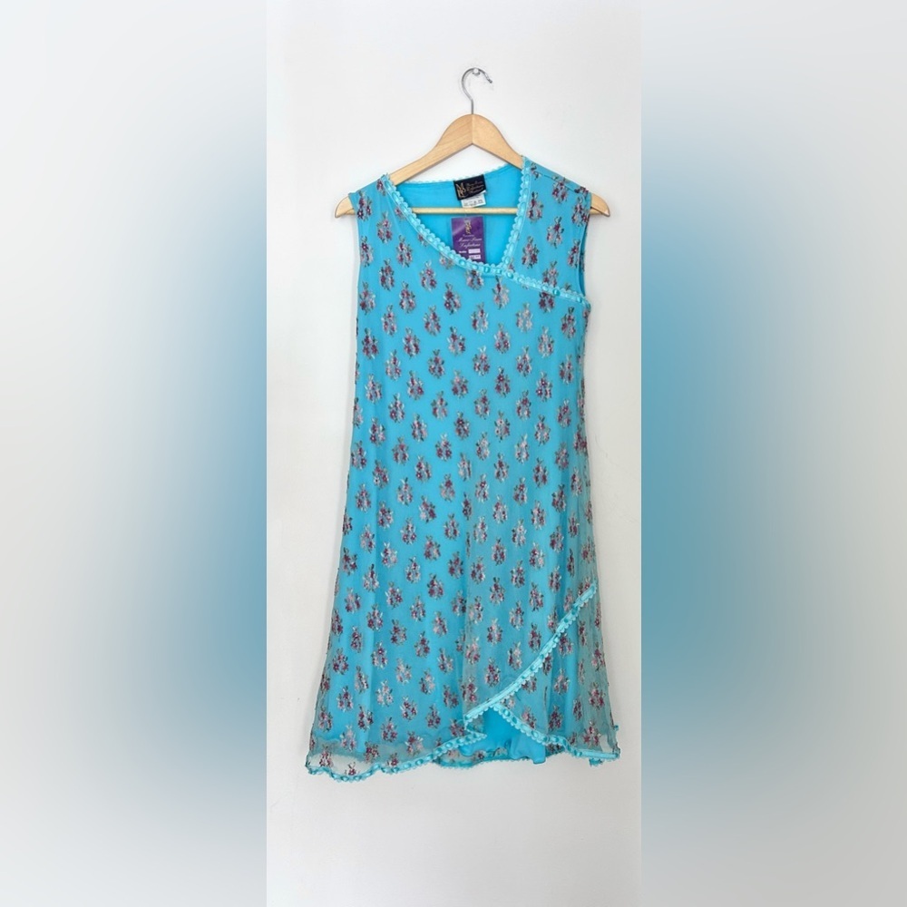 Marie Pierre Lafortune Montreal VINTAGE Late 90s Y2K  blue floral dress